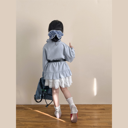 【メール便OK】【2点セット】ベルト＋フリル長袖シャツ　wrw25sp137