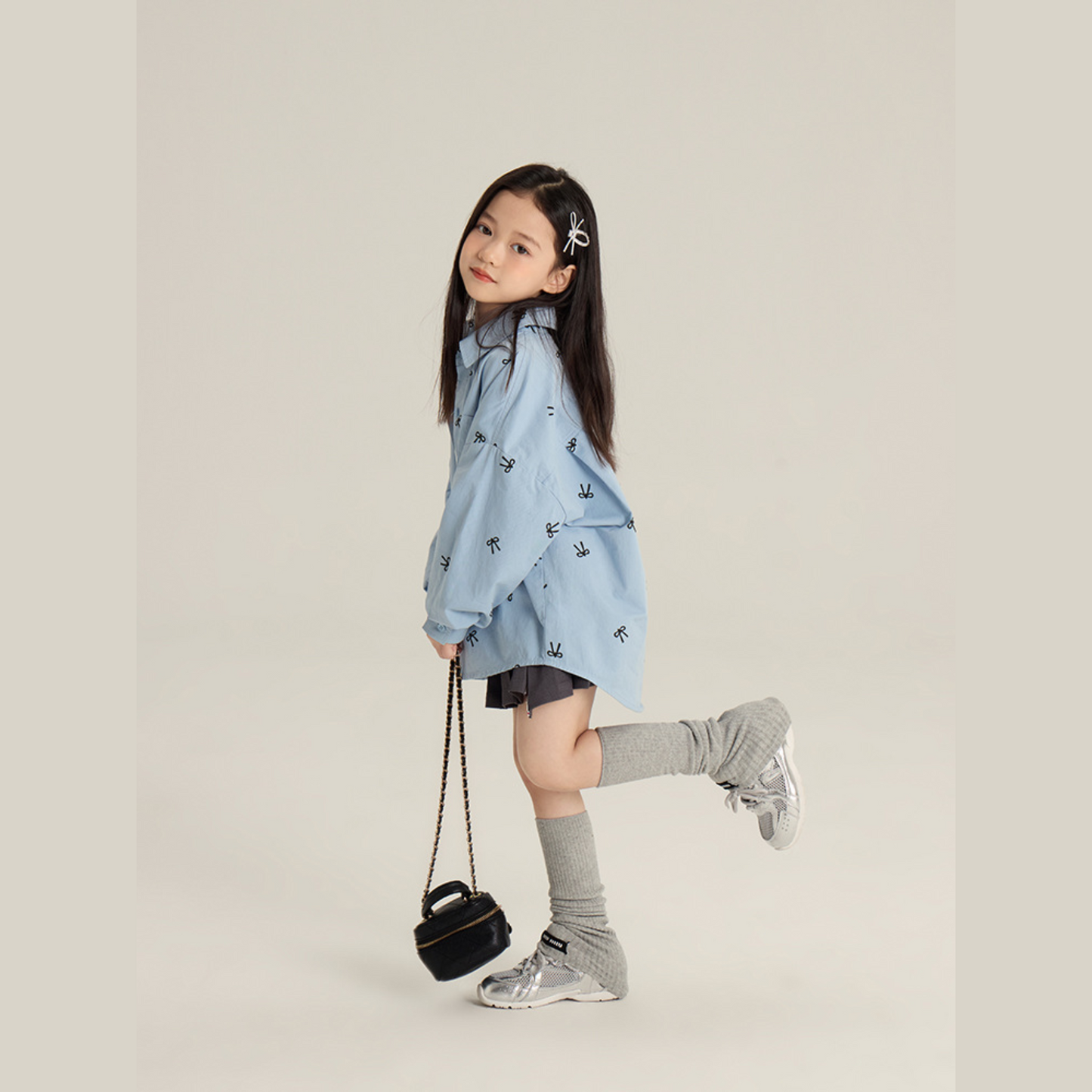 【メール便OK】リボンプリント長袖シャツ wrw25aw093