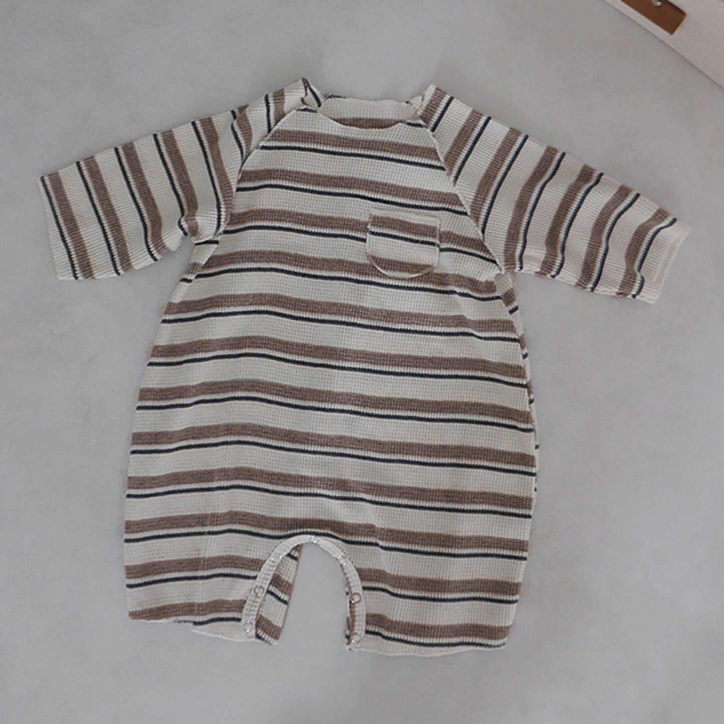 ボーダーワッフルロンパース   wrw25sp061