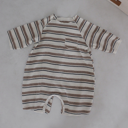 ボーダーワッフルロンパース   wrw25sp061