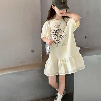 裾フリル切り替え ラフィックＴシャツワンピース     wrw1032256