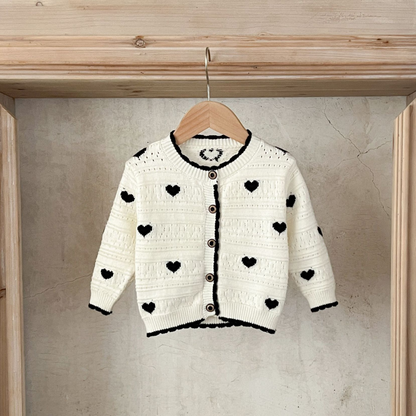 黒ハート柄ニットカーディガン  wrw25sp034