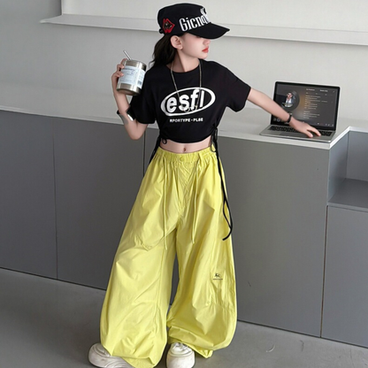 サイドドロスト ロゴ クロップドTシャツ  　wrw1062646