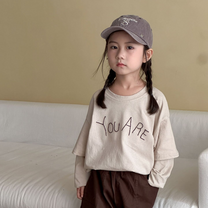 【メール便OK】ロゴ刺繍ドロップショルダーロンT  wrw25aw088