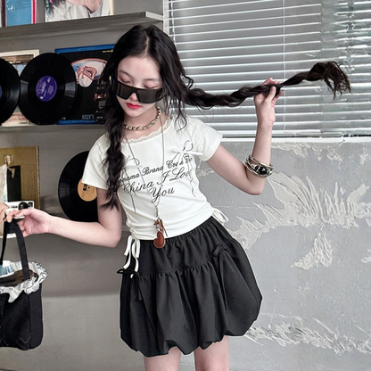 レーストリム リボン シャーリングTシャツ	wrw1062446