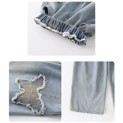 バタフライ刺繍ワイドデニムパンツ wrw25aw072