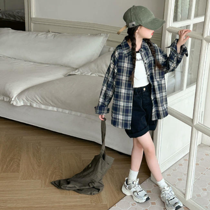 ルーズシルエットチェックネル長袖シャツ　wrw25aw160