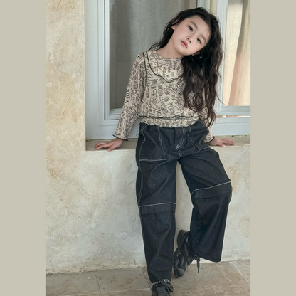 【メール便OK】グラフィカルな文字レイヤーロンT  wrw25sp129