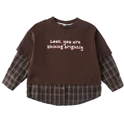 【メール便OK】チェックシャツレイヤードロンT　wrw25aw001