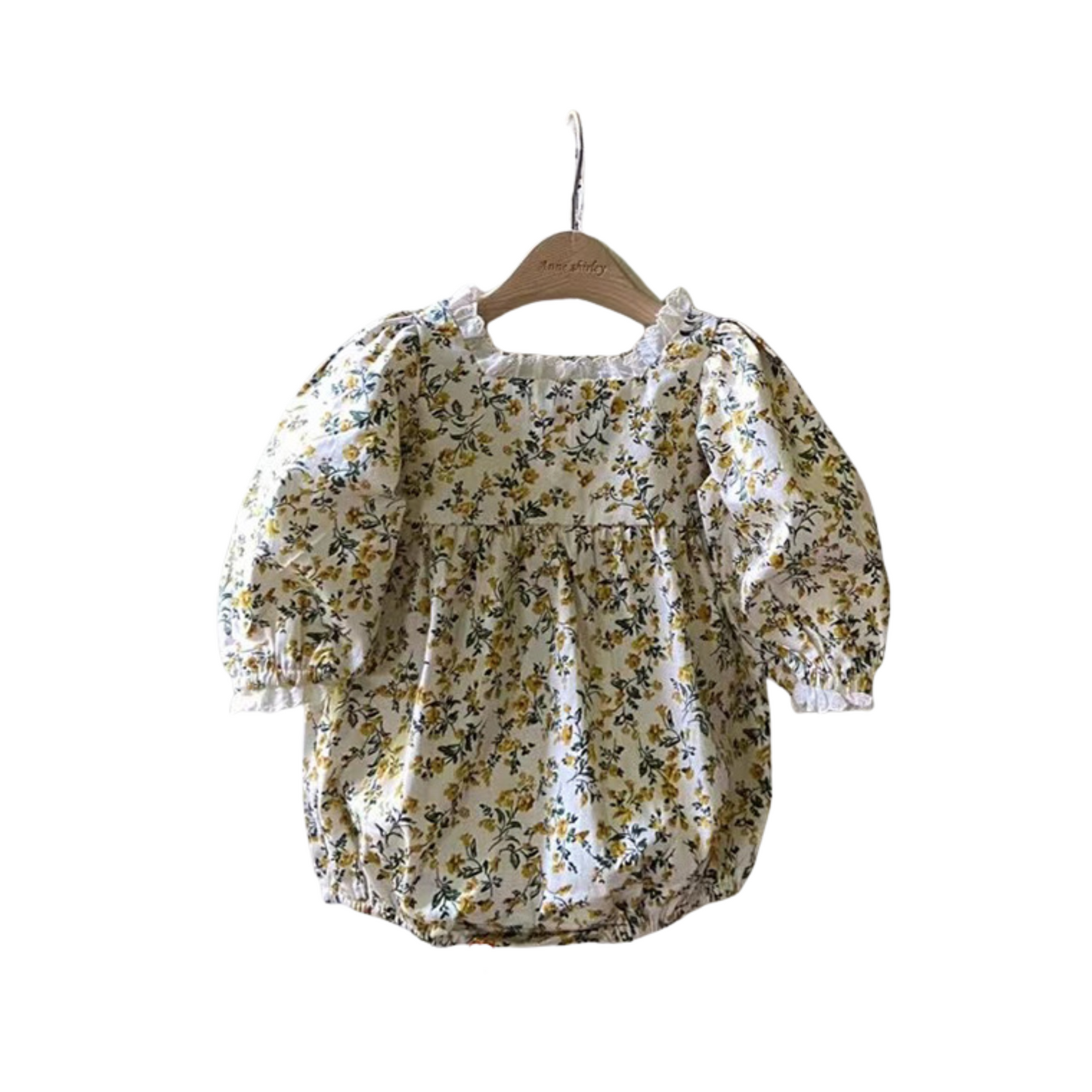 小花柄xレースふんわり長袖ロンパース  wrw25aw003