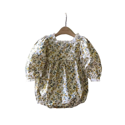 小花柄xレースふんわり長袖ロンパース  wrw25aw003