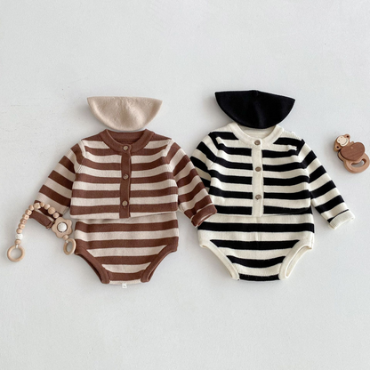 【メール便OK】長袖ニットカーディガンロンパースセットアップ wrw25aw094