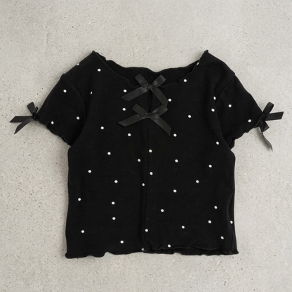 ドット柄リボンメロウTシャツャツ	wrw1062326
