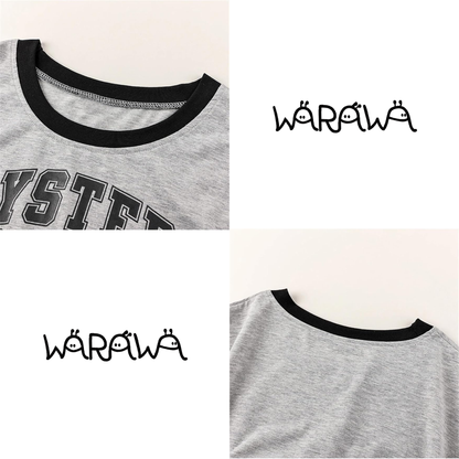【メール便OK】Y2K ショート丈 ロゴ半袖リンガーTシャツ 　wrw10621026