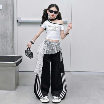 アシメネック ワンショルダー ライン入り Tシャツ  　wrw1062666