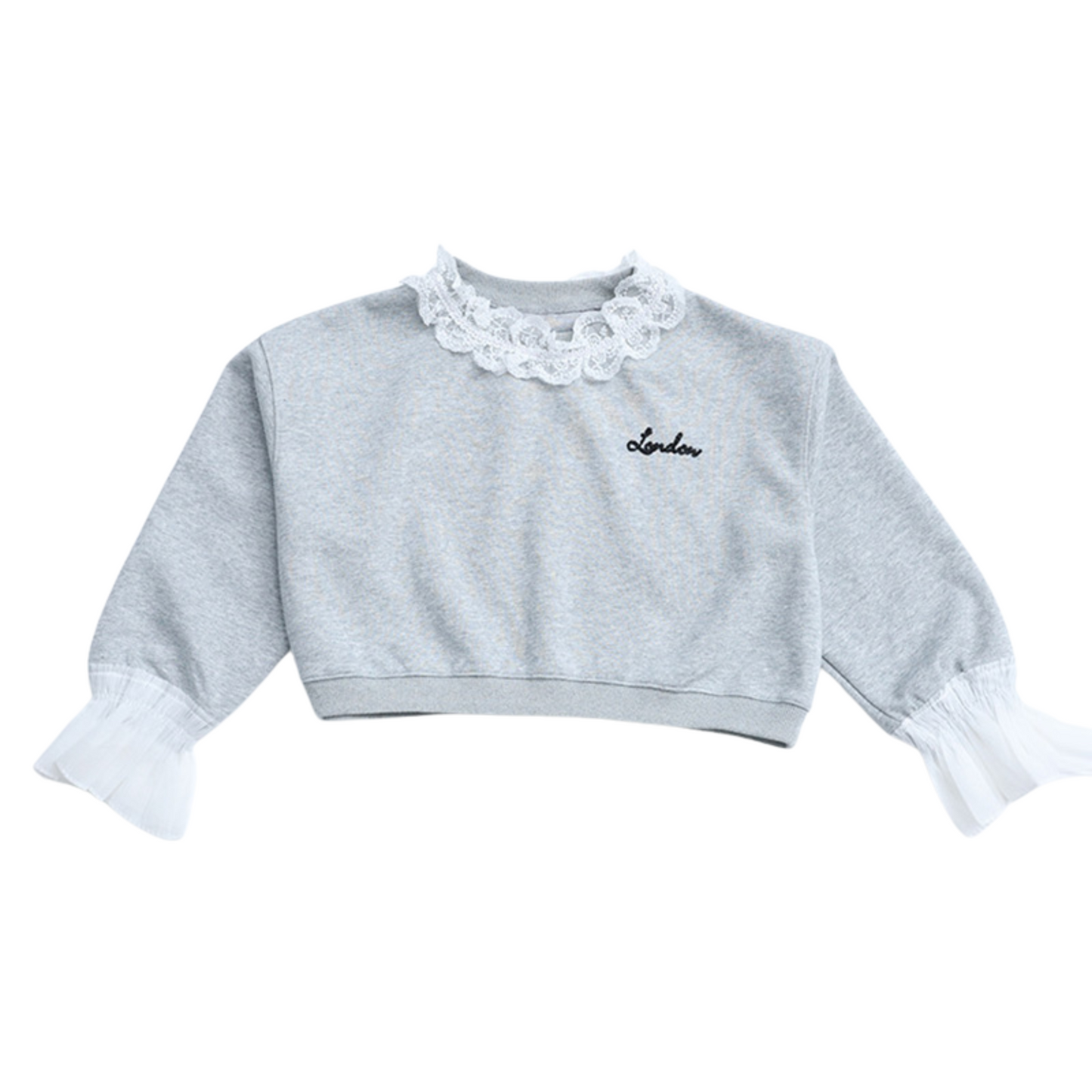 ネックと袖口レースプリーツトップス   wrw25sp004