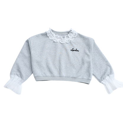 ネックと袖口レースプリーツトップス   wrw25sp004