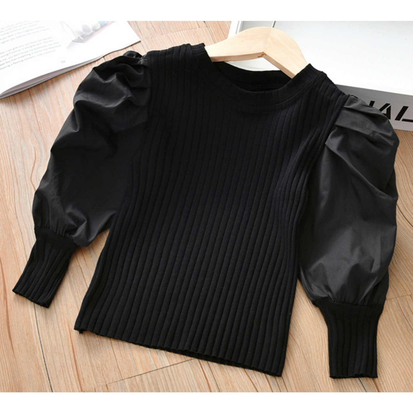 【メール便OK】パフスリーブリブロンT   wrw24aw004