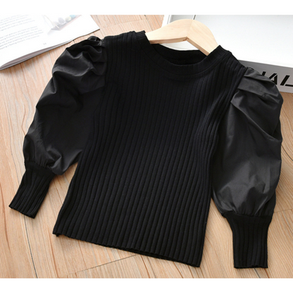 【メール便OK】パフスリーブリブロンT   wrw24aw004