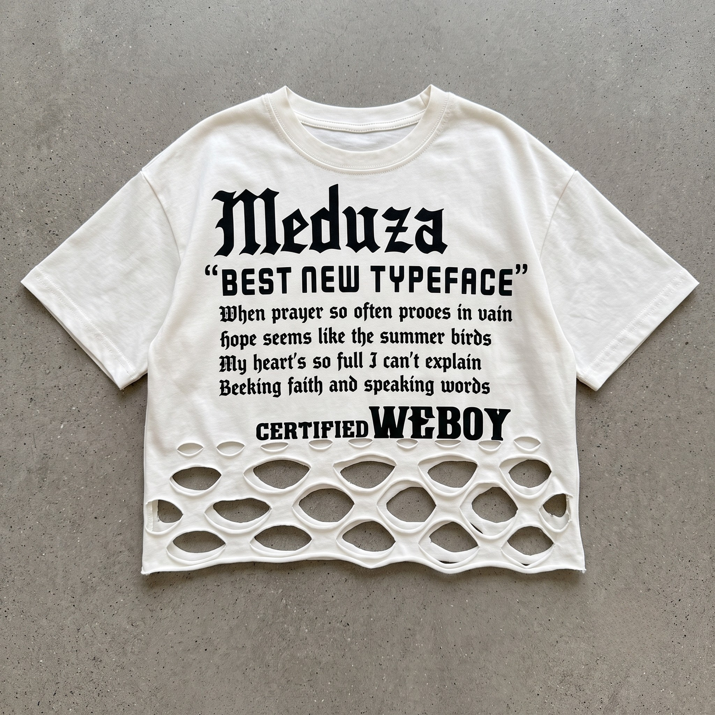 英字ロゴプリント 裾クラッシュクロップドTシャツ 　wrw1062866