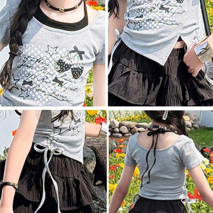 フェイクレイヤード サイドドロスト イレヘムTシャツ  　wrw1062656