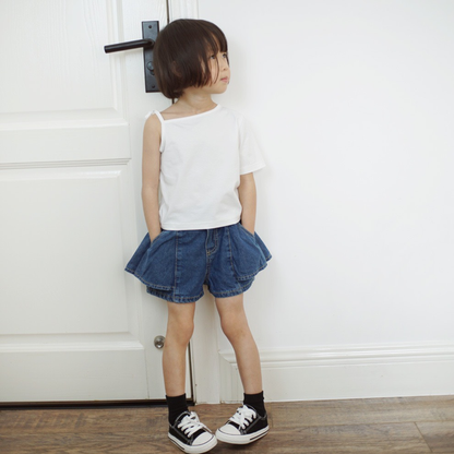 ワンショルダー ストラップ クロップドTシャツ 　wrw1062716