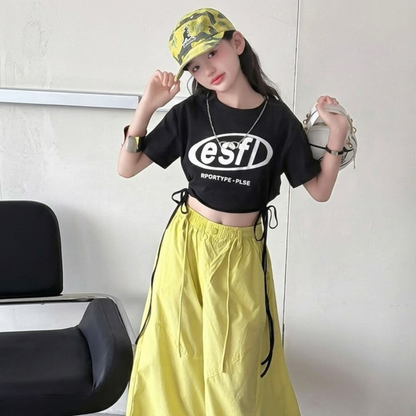 サイドドロスト ロゴ クロップドTシャツ  　wrw1062646