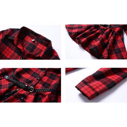 ベルト付きチェックシャツワンピース　wrw25aw086