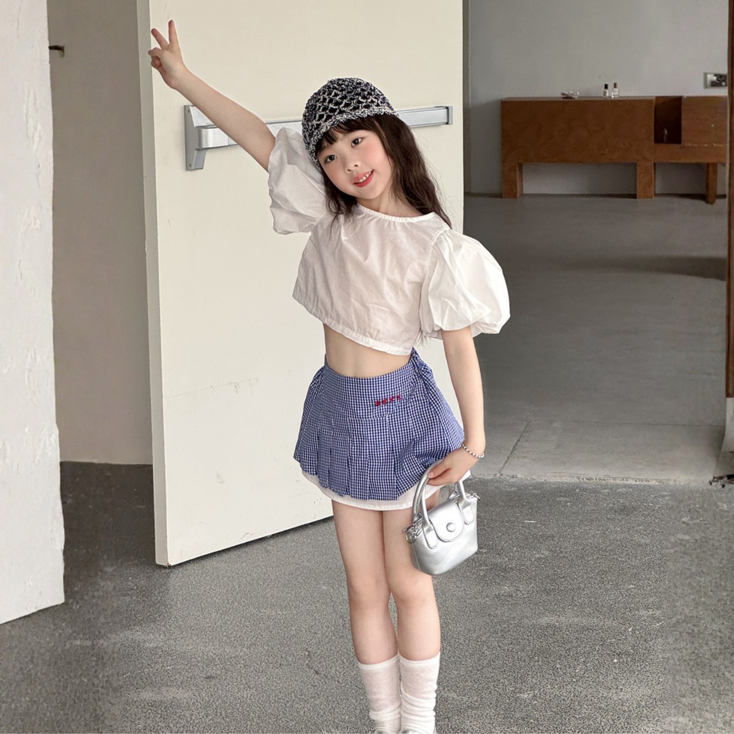 バックリボン パフスリーブ クロップドトップス・Tシャツ  　wrw1062686