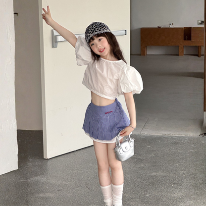 バックリボン パフスリーブ クロップドトップス・Tシャツ  　wrw1062686