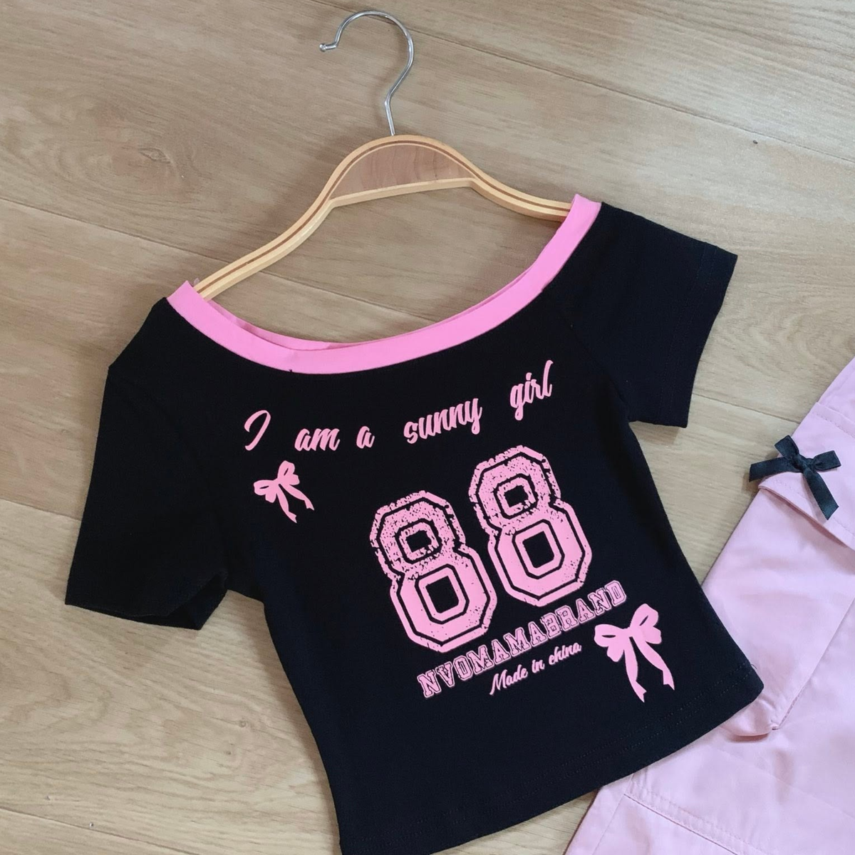 【メール便OK】オフショルダー ナンバリングバイカラー Tシャツ   　wrw1062956