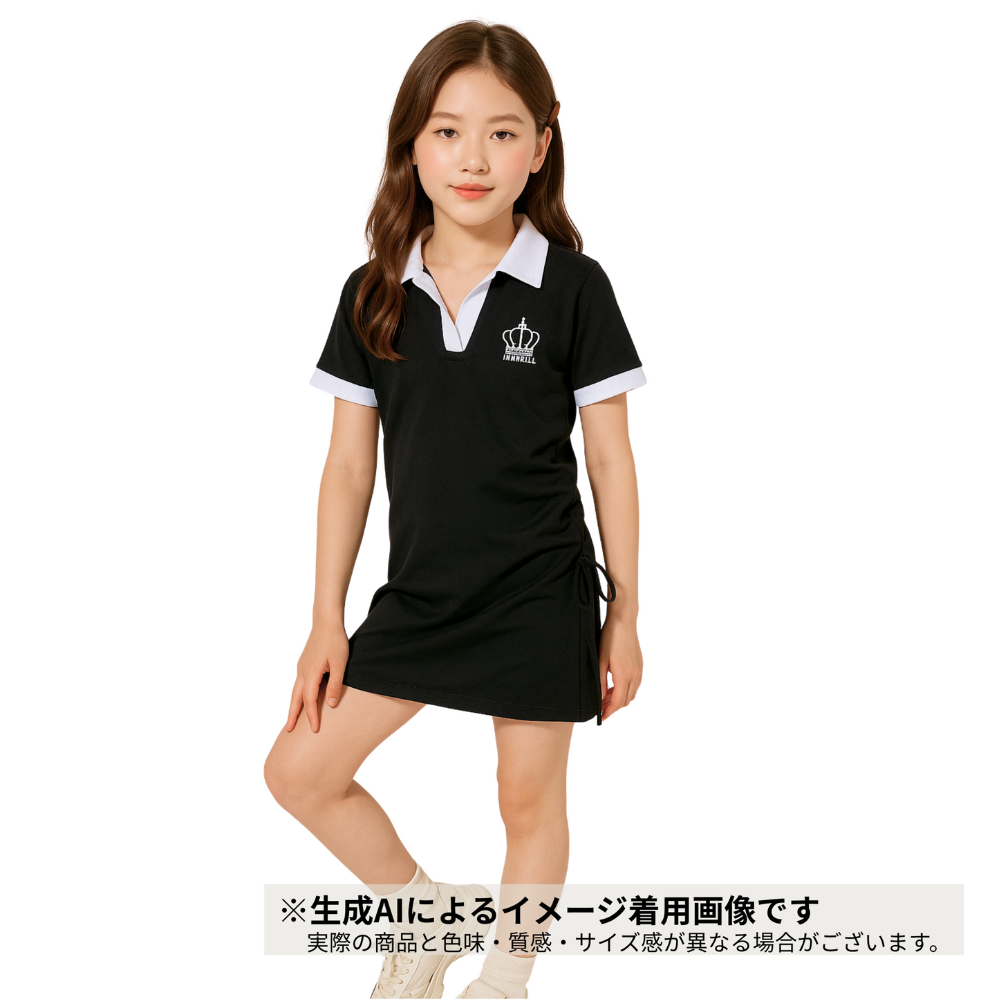 【メール便OK】かわいい ドローストリングポロ スカートワンピース   wrw25ss431