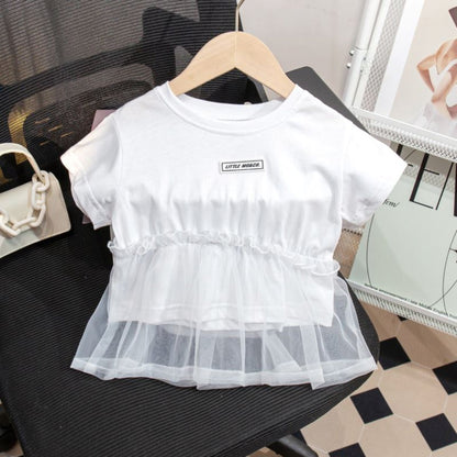 【メール便OK】オーガンジードッキングクロップドTシャツ   wrw25ss096