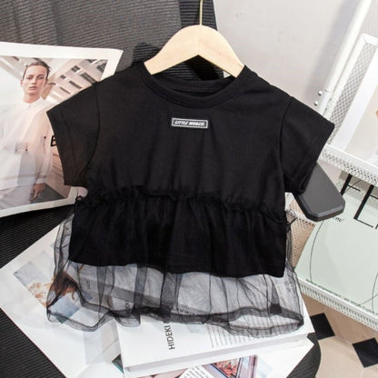 【メール便OK】オーガンジードッキングクロップドTシャツ   wrw25ss096