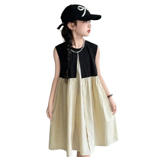 【メール便OK】バイカラーパネルノースリーブワンピース   wrw24ss512