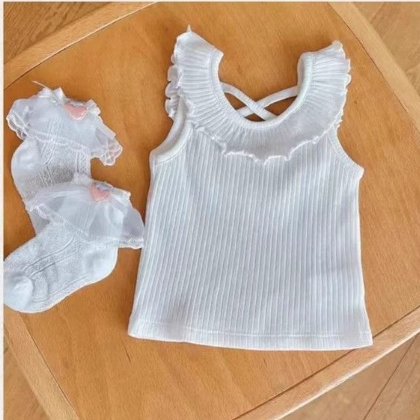 【メール便OK】ノンスリーブフリルホルタートップスTシャツ  wrw25ss355