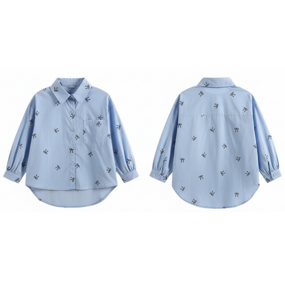 【メール便OK】リボンプリント長袖シャツ wrw25aw093