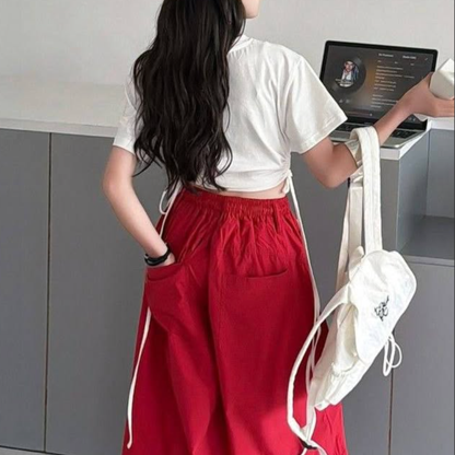 サイドドロスト ロゴ クロップドTシャツ  　wrw1062646