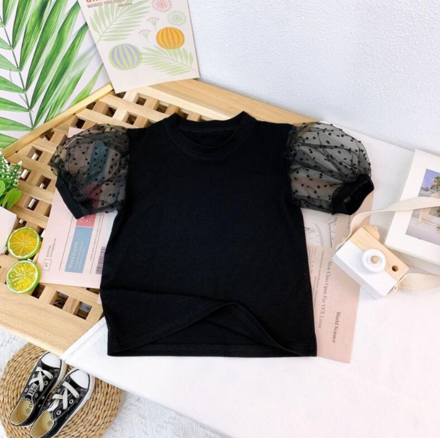 【メール便OK】パフスリーブ シースルー シアー Tシャツ　wrw25ss100