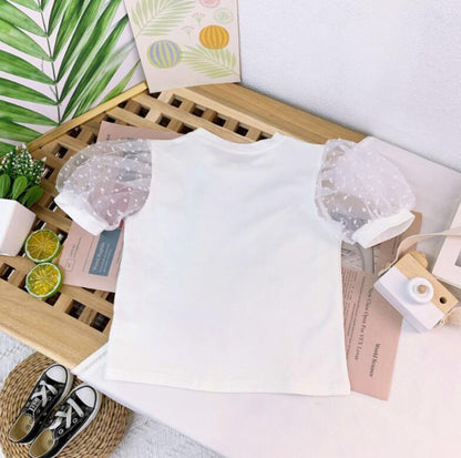 【メール便OK】パフスリーブ シースルー シアー Tシャツ　wrw25ss100
