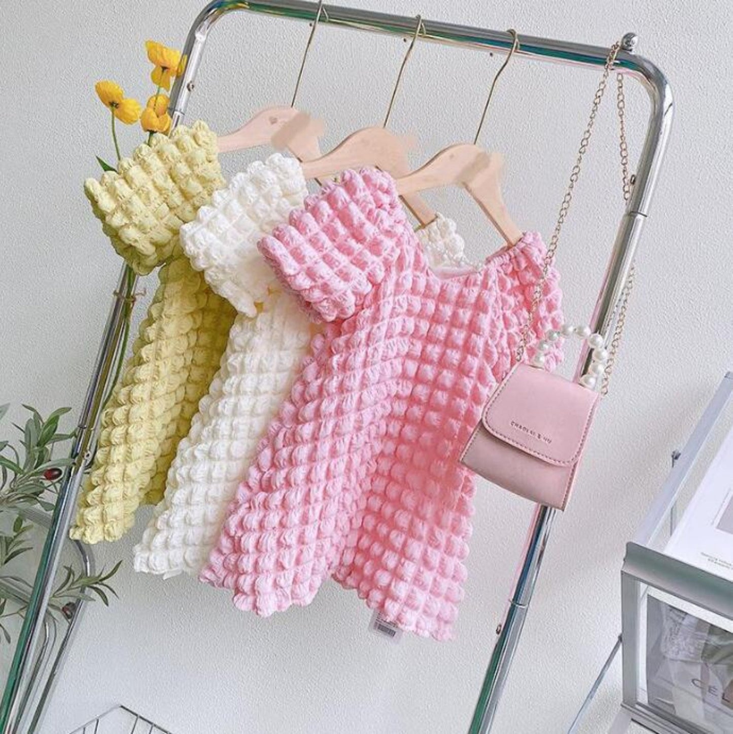【メール便OK】かわいい パフスリーブマシュマロワンピース   wrw24ss375