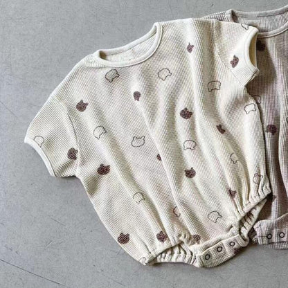 【メール便OK】ワッフルクマ柄ロンパース　wrw24ss407