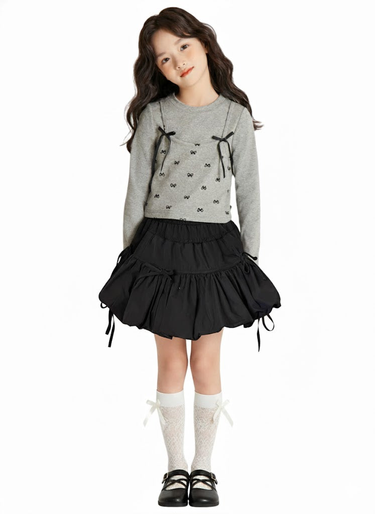 【メール便OK】小さなリボン柄キャミソール風長袖ロンT　wrw25aw015